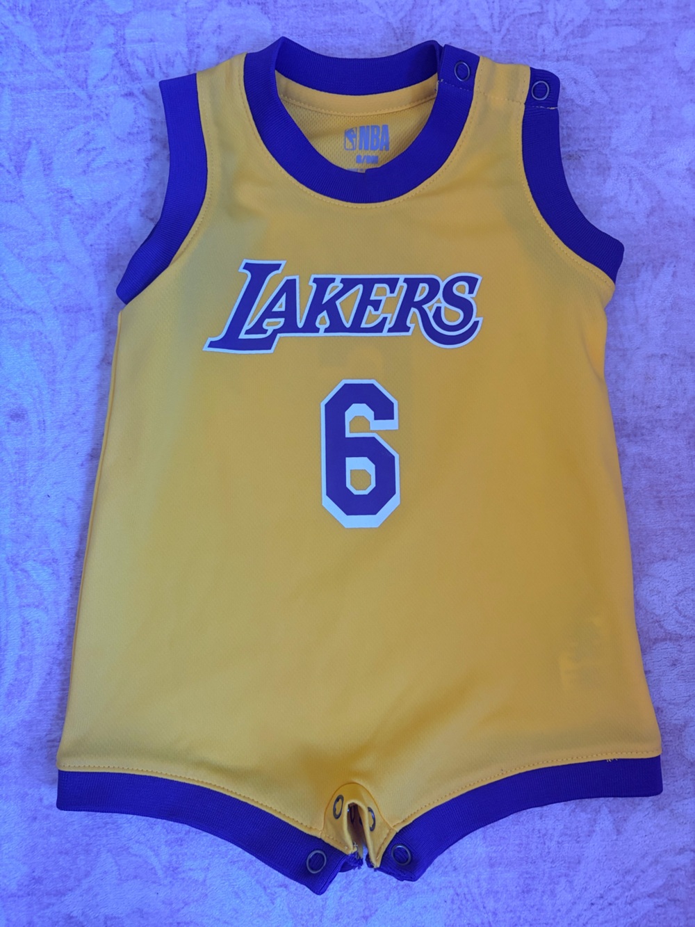NBA Lakers Yellow & Purple Kids One-Piece Bodysuit